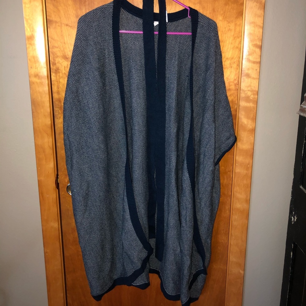 Oversized navy blue open front dress sweater